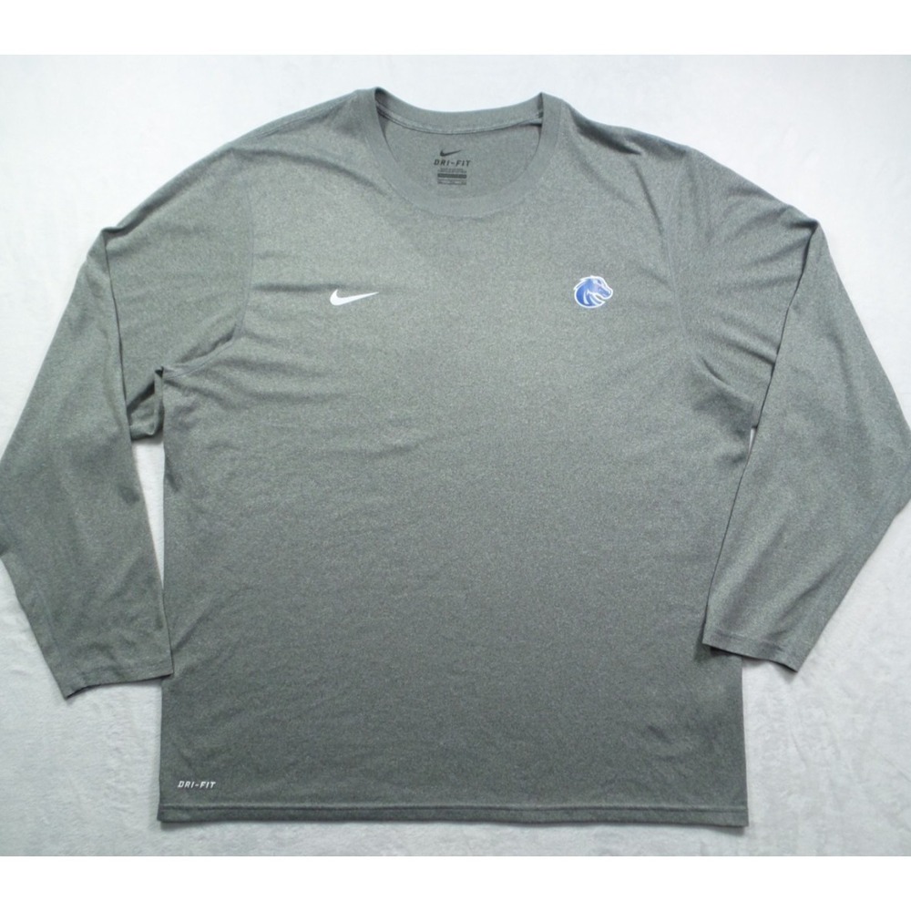 Boise State Broncos Shirt Mens Size XXL Gray Nike Dri-Fit‎ Long Sleeve Crew Neck